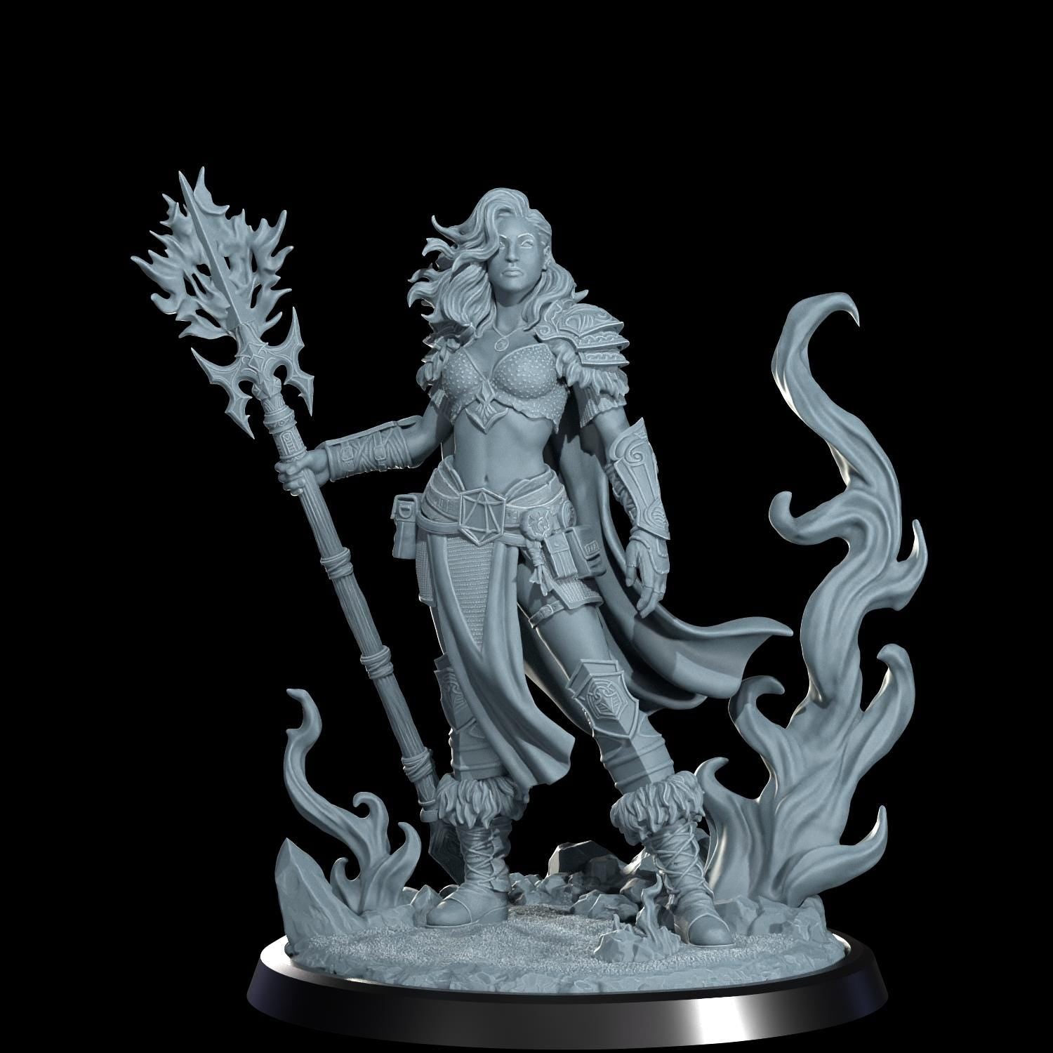 Ignara Flameborn Fire Genasi Barbarian Miniature: Cosmondo RPG, D&D Resin Model