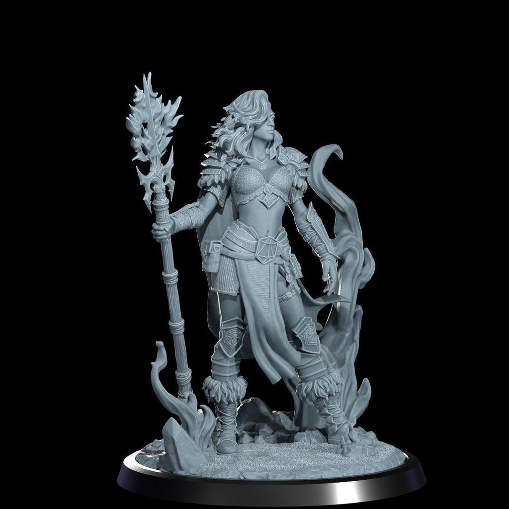Ignara Flameborn Fire Genasi Barbarian Miniature: Cosmondo RPG, D&D Resin Model