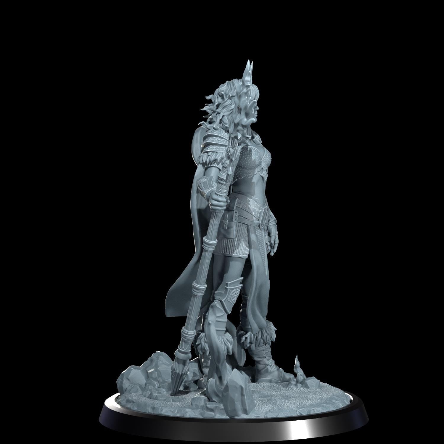 Ignara Flameborn Fire Genasi Barbarian Miniature: Cosmondo RPG, D&D Resin Model