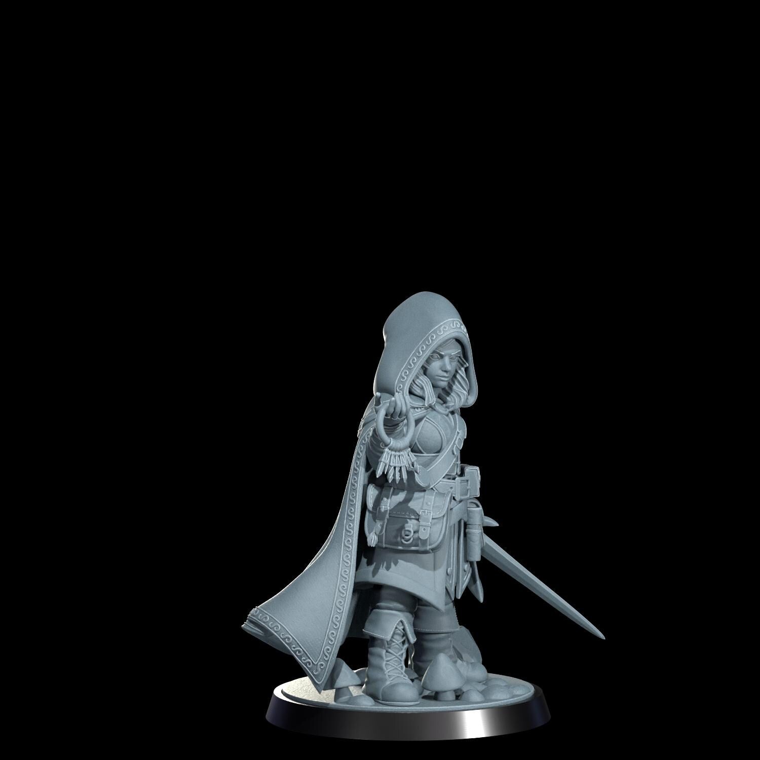 Ryn the Ghostwalker: Halfling Rogue Miniature - Cosmondo RPG Resin Model