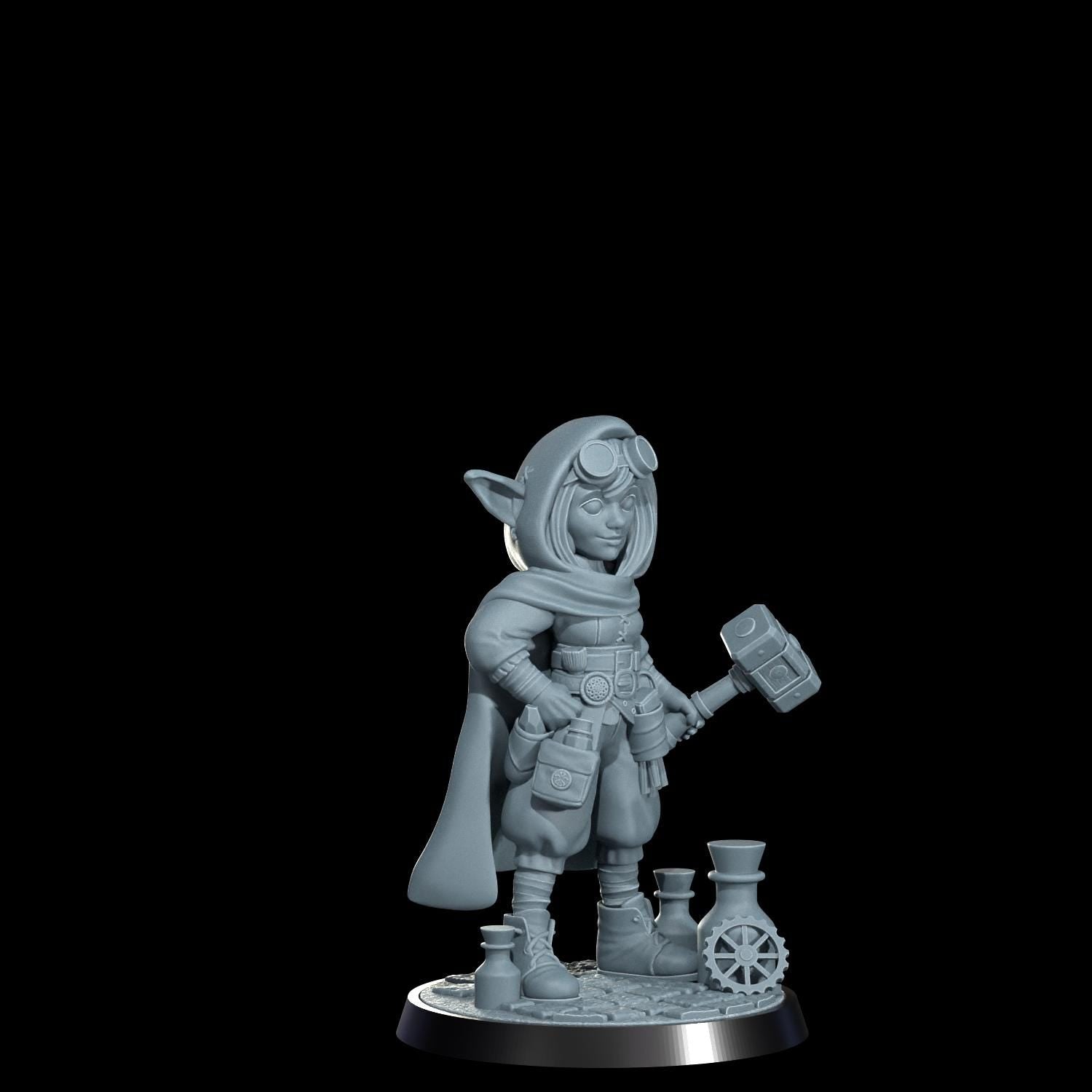 Nimbleton Cogspinner: Gnome Artificer Miniature - Cosmondo 12k Resin RPG (DIY Kit)