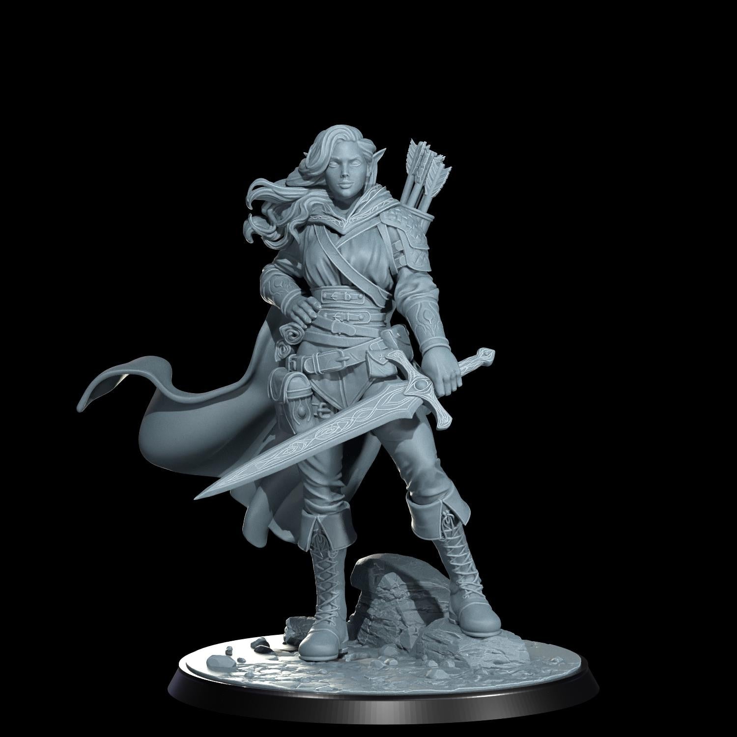 Arannis Windwhisper Elven Ranger Miniature: D&D, TTRPG, Cosmondo Resin (28mm, 32mm, 75mm)