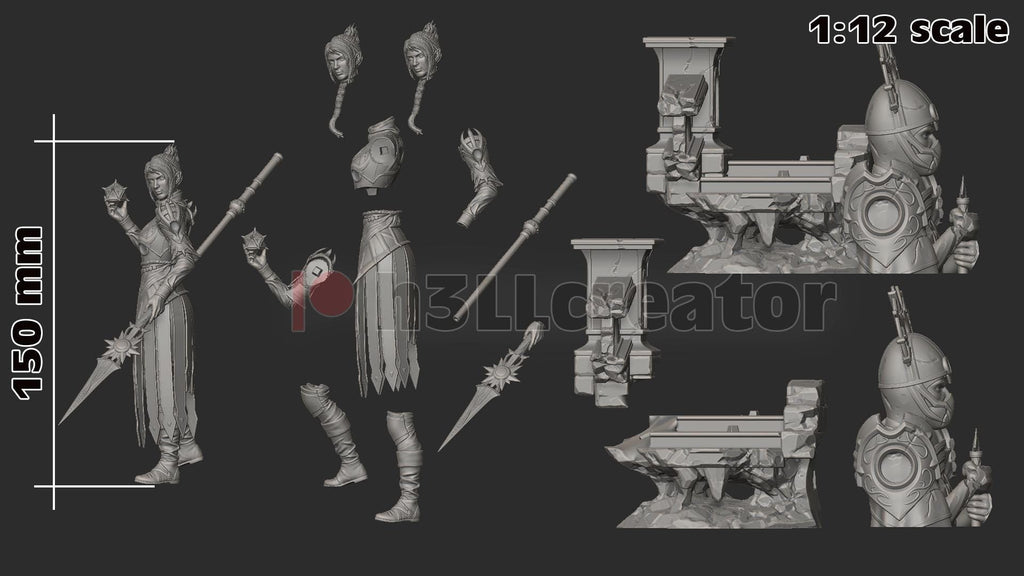Shadowheart from Baldur's Gate 3 (fan art) | Full Model or Bust | Miniature scale 1:12 | h3LL Creator | DIY Model Kit