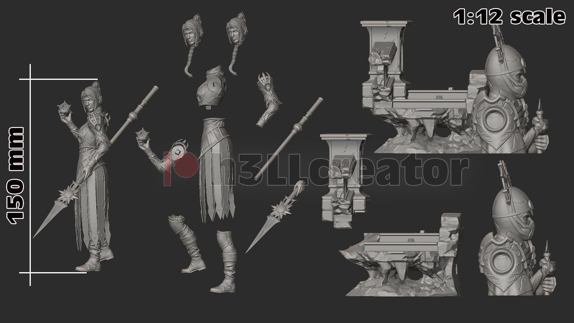 Shadowheart from Baldur's Gate 3 (fan art) | Full Model or Bust | Miniature scale 1:12 | h3LL Creator | DIY Model Kit