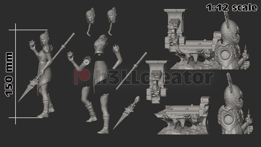 Shadowheart from Baldur's Gate 3 (fan art) | Full Model or Bust | Miniature scale 1:12 | h3LL Creator | DIY Model Kit