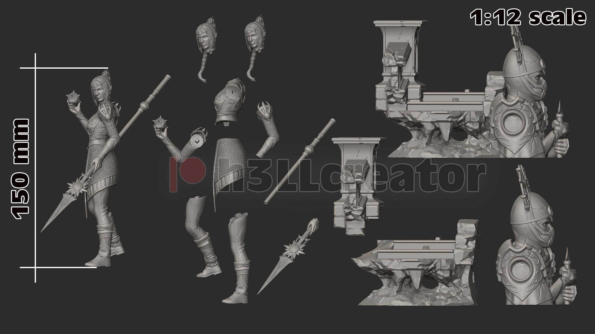 Shadowheart from Baldur's Gate 3 (fan art) | Full Model or Bust | Miniature scale 1:12 | h3LL Creator | DIY Model Kit