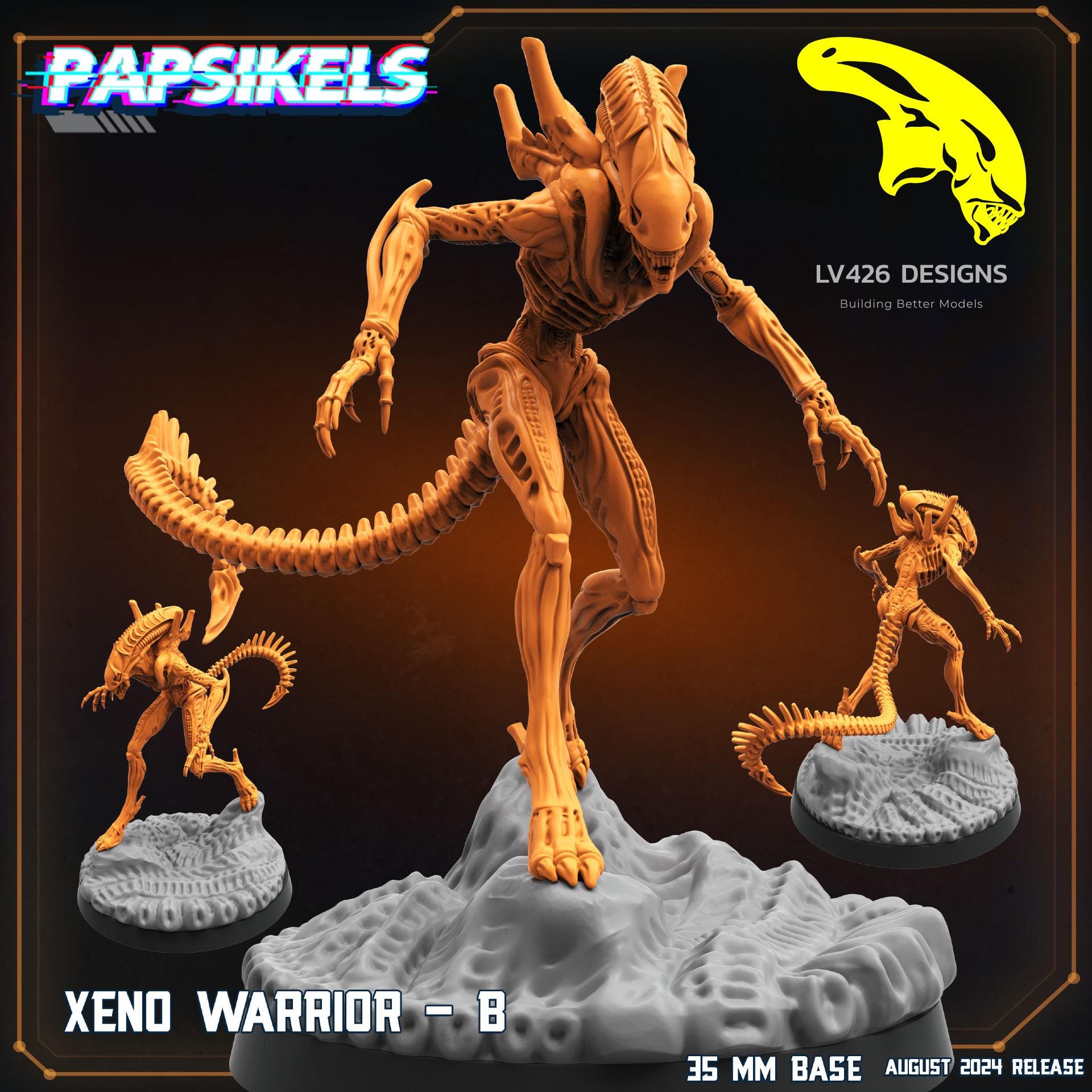 Alien Xenomorph Warriors 32mm Miniature for Sci-Fi RPG, Tabletop Gaming - Papsikels Resurgence Collection