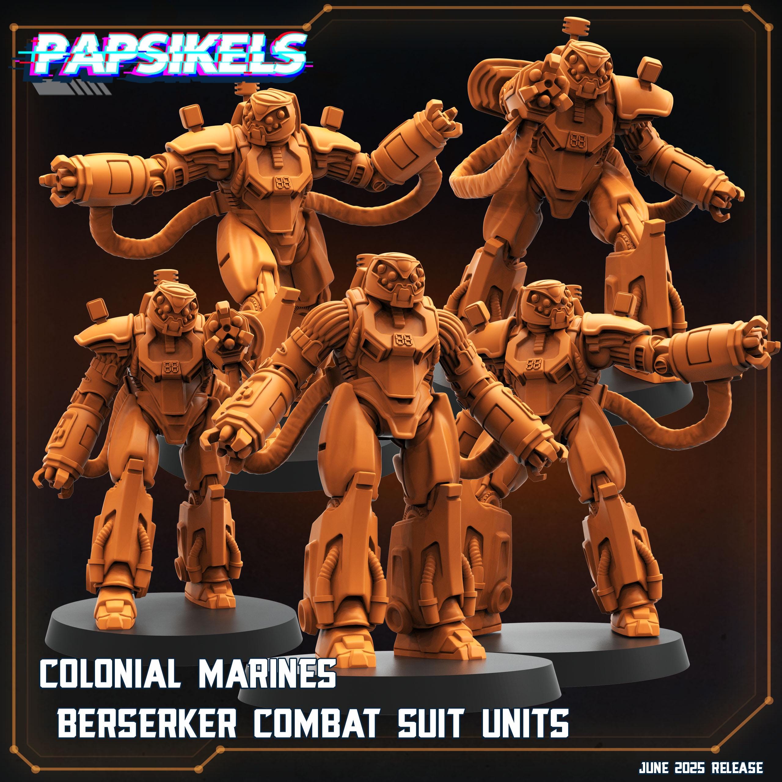 Colonial Marines Berserker Combat Suit Units Miniatures: Alien RPG, Sci-Fi (28/32mm Scale, Papsikels)