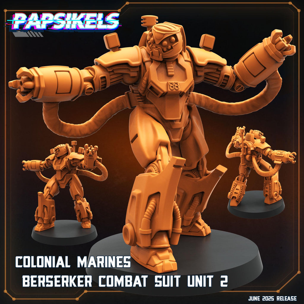 Colonial Marines Berserker Combat Suit Units Miniatures: Alien RPG, Sci-Fi (28/32mm Scale, Papsikels)