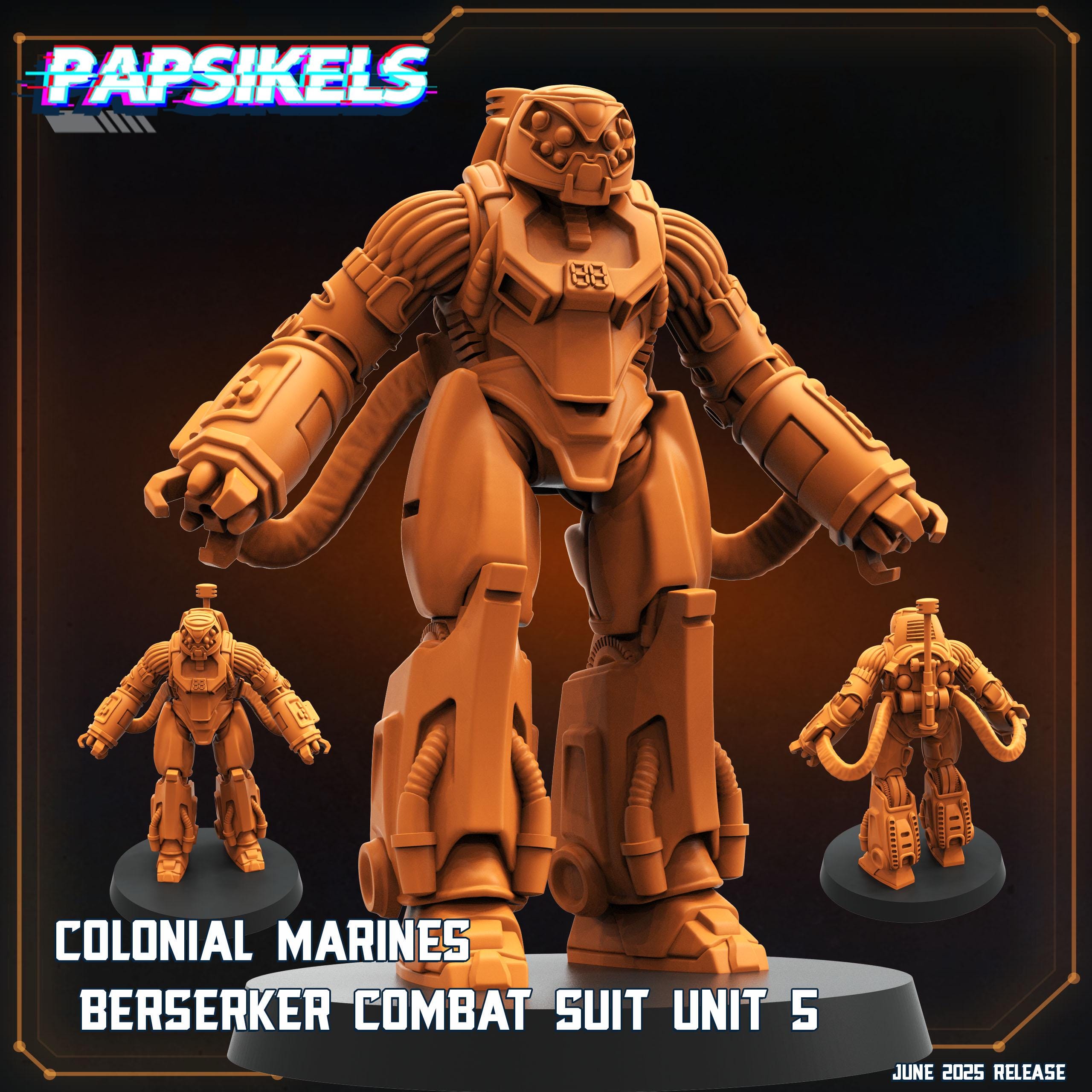 Colonial Marines Berserker Combat Suit Units Miniatures: Alien RPG, Sci-Fi (28/32mm Scale, Papsikels)