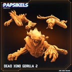 Aliens Vs Humans - Dark Space I Dead Xeno Gorillas - Set of 4 - Papsikels, 28mm / 32mm Mini for TTRPG Gaming, Alien RPG