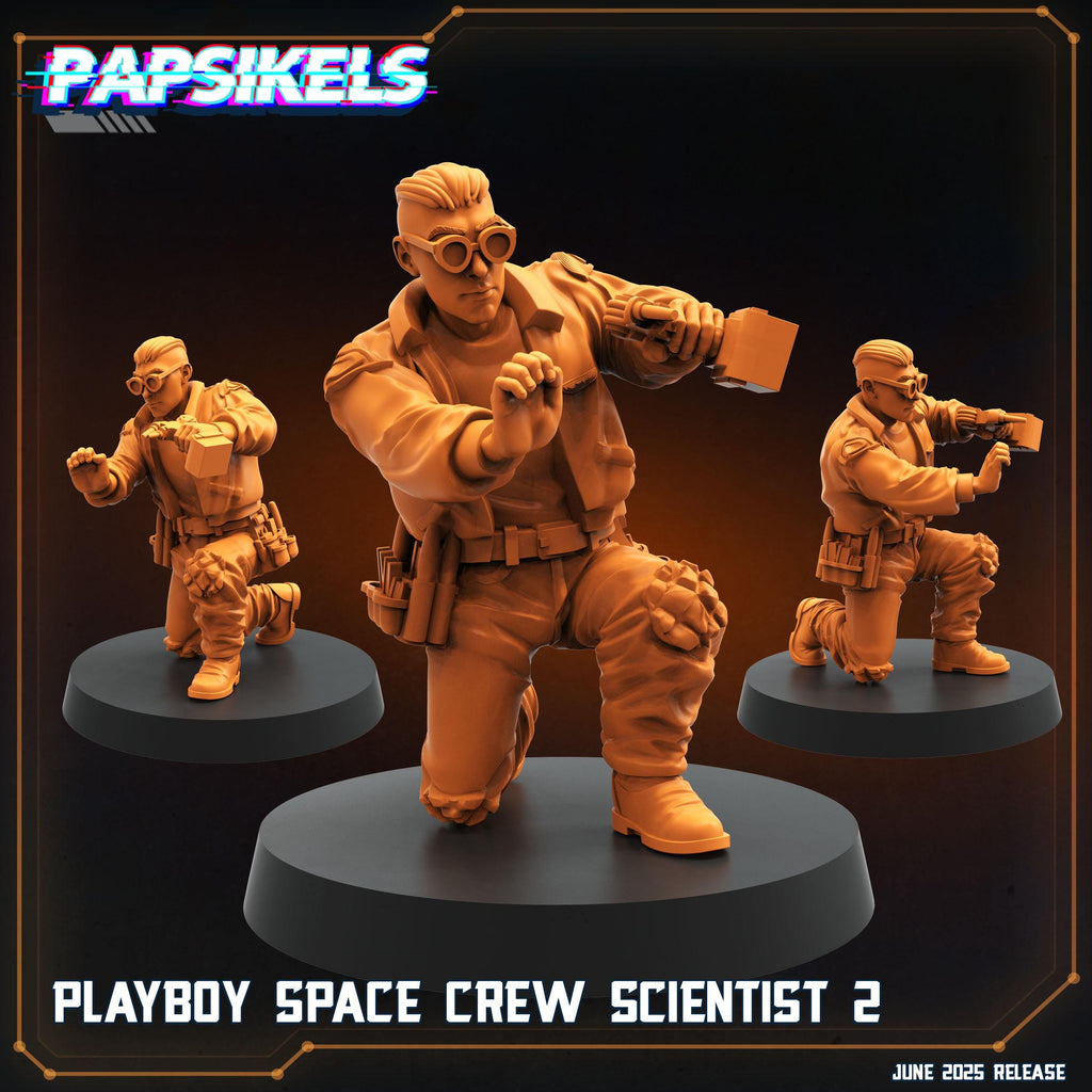 Sci-Fi Playboy Crew Scientists Miniatures: Papsikels Alien RPG Figure (28/32mm Scale TTRPG)