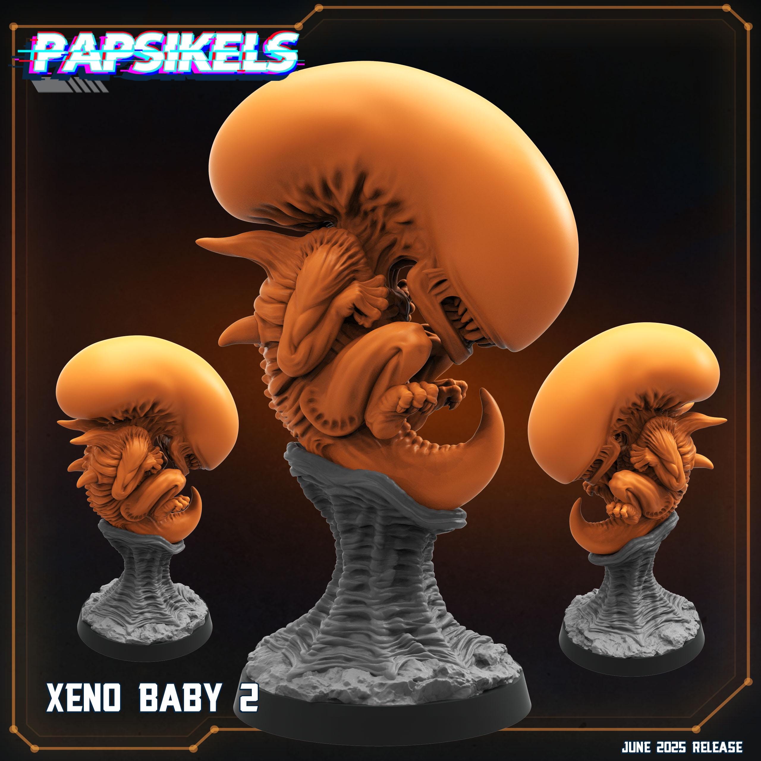 Xeno Baby, Xenomorph, Papsikels, 3D Printed Resin Model for Tabletop