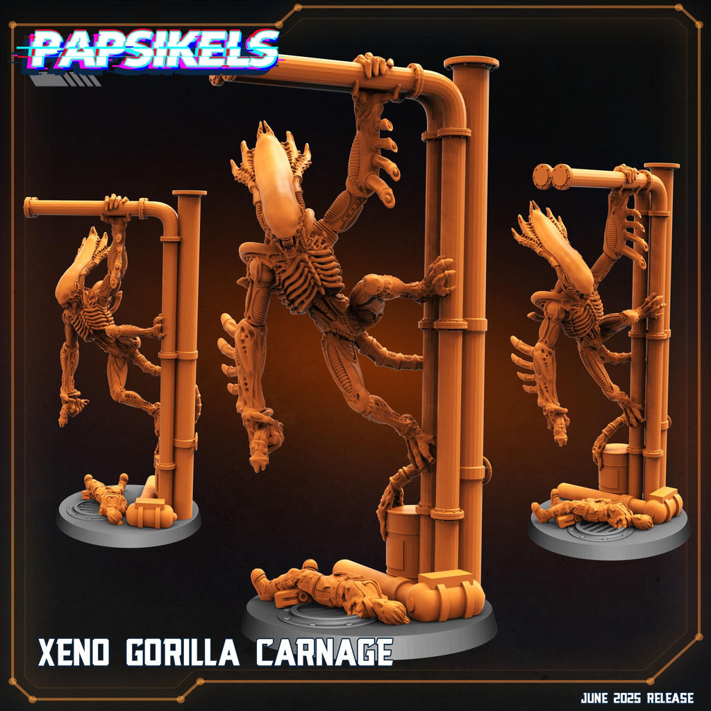 Xeno Gorilla Carnage Miniature: Sci-Fi Alien RPG, Papsikels 32mm Resin Figure
