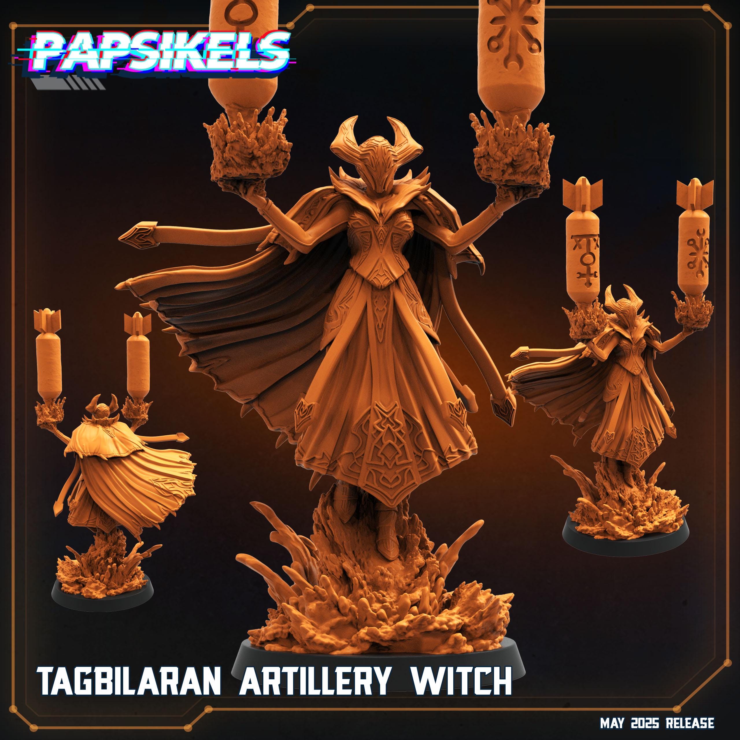 Tagbilaran Artillery Witch Miniature: Trench Crusade Grimdark RPG, 32mm Resin Figure