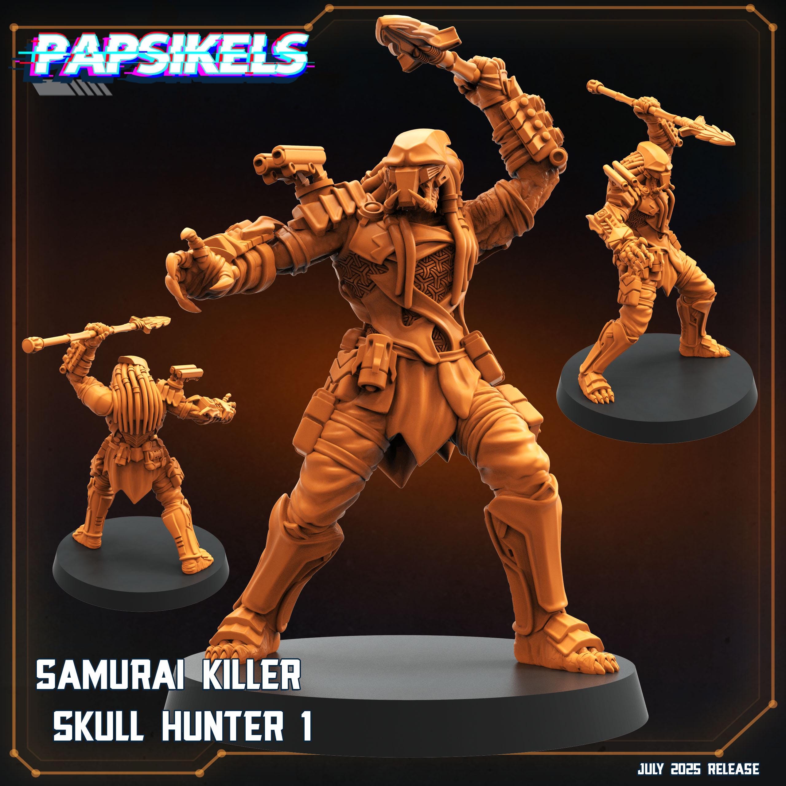 Samurai Alien Skull Hunter Miniature: 28mm/32mm Sci-Fi RPG Figure