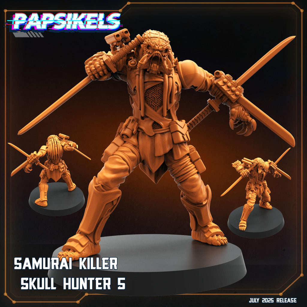 Samurai Alien Skull Hunter Miniature: 28mm/32mm Sci-Fi RPG Figure