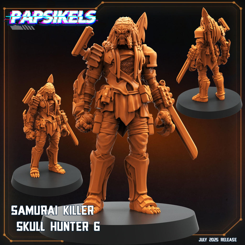 Samurai Alien Skull Hunter Miniature: 28mm/32mm Sci-Fi RPG Figure