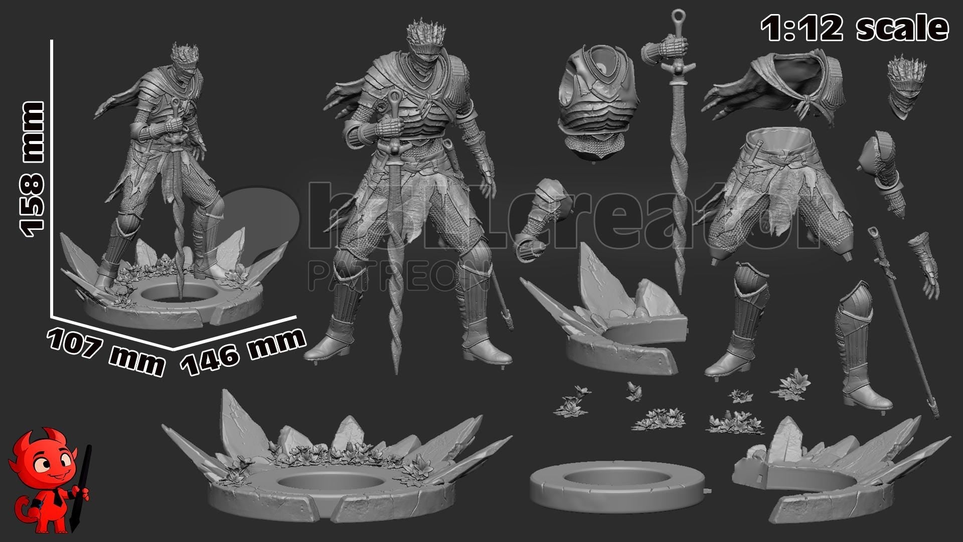 Soul of Cinders Statuette: Dark Souls III Fan Art, DIY Model Kit