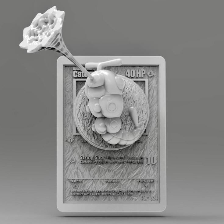 Caterpie - 3D Printed Pokemon Card Wall Hanger | Fan Art | Pokemon TCG | Resin Model | ABC3D Models