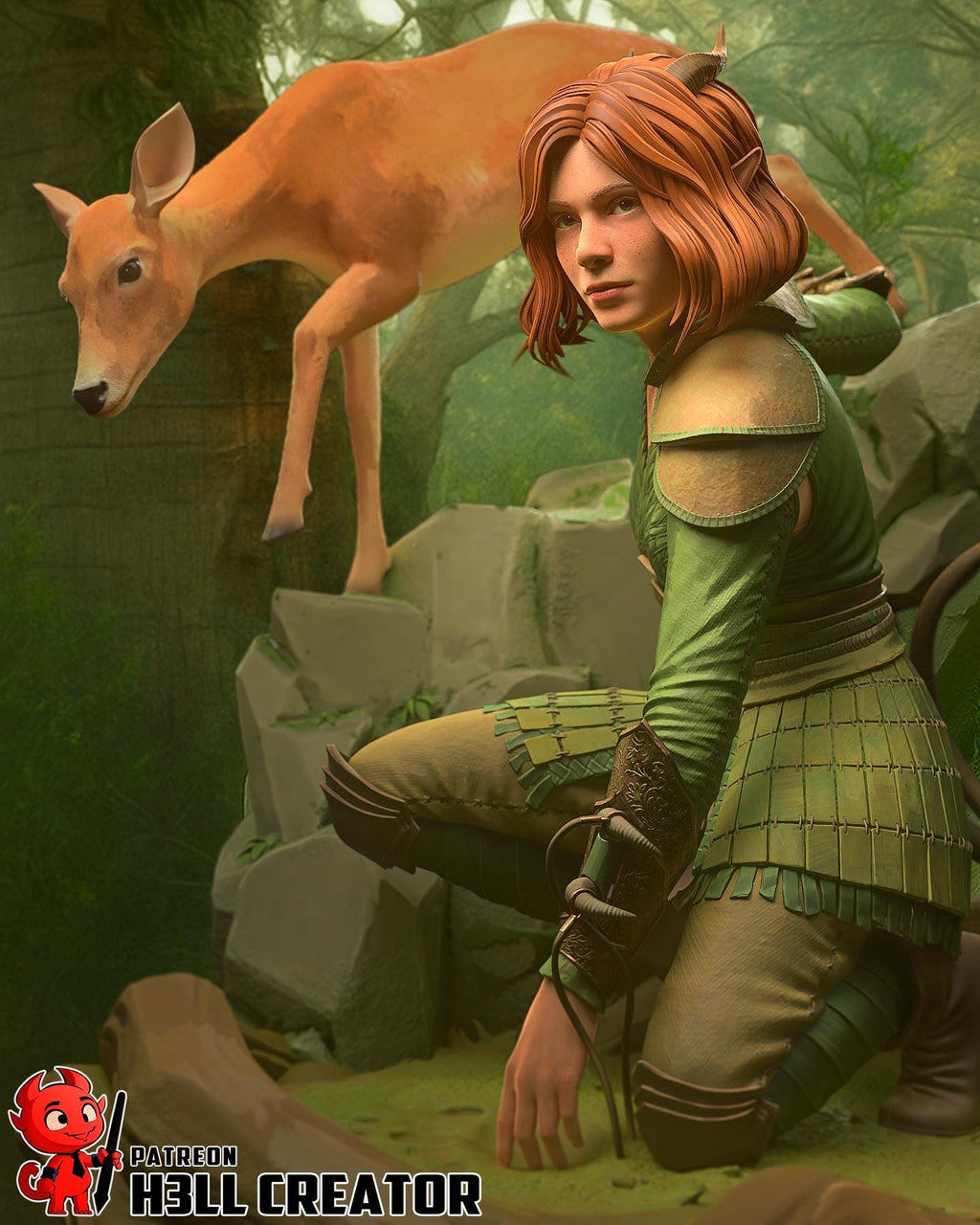 Doric from Dungeons and Dragons - Honor Among Thieves (fan art) | Full Model or Bust | Miniature scale 1:12 | h3LL Creator | DIY Model Kit