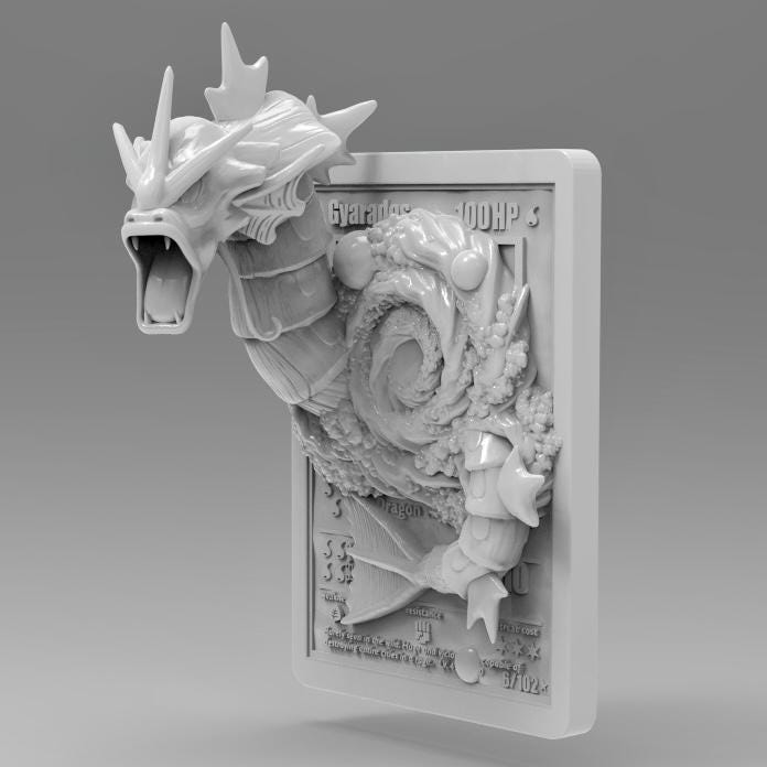 Gyarados - 3D Printed Pokemon Card Wall Hanger | Fan Art