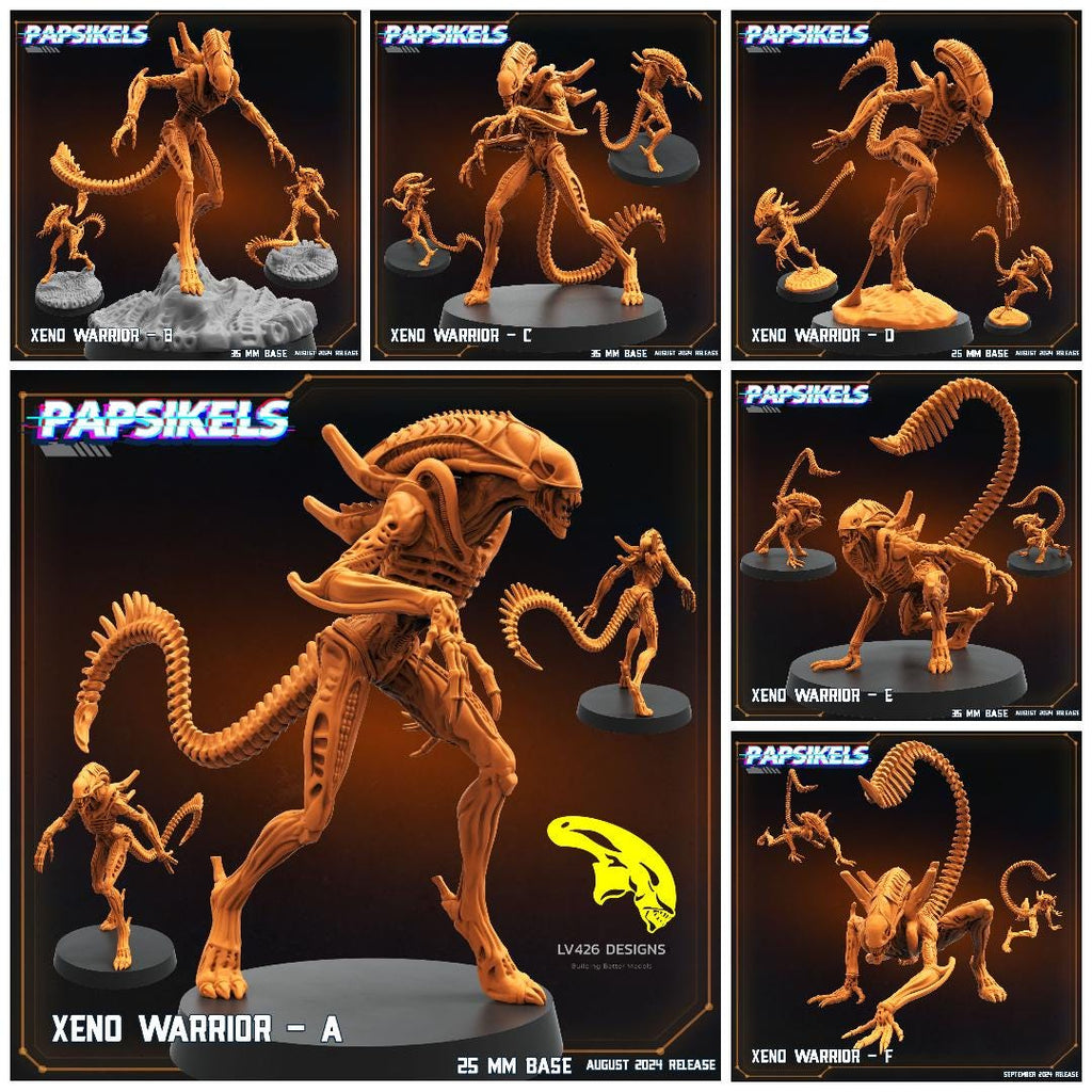 Alien Xenomorph Warriors 32mm Miniature for Sci-Fi RPG, Tabletop Gaming - Papsikels Resurgence Collection