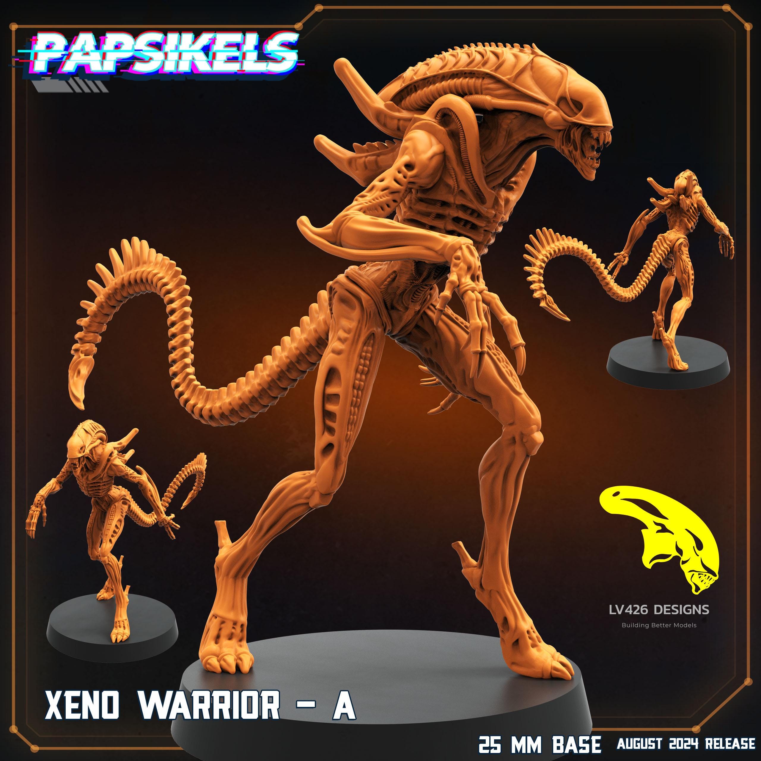 Alien Xenomorph Warriors 32mm Miniature for Sci-Fi RPG, Tabletop Gaming - Papsikels Resurgence Collection