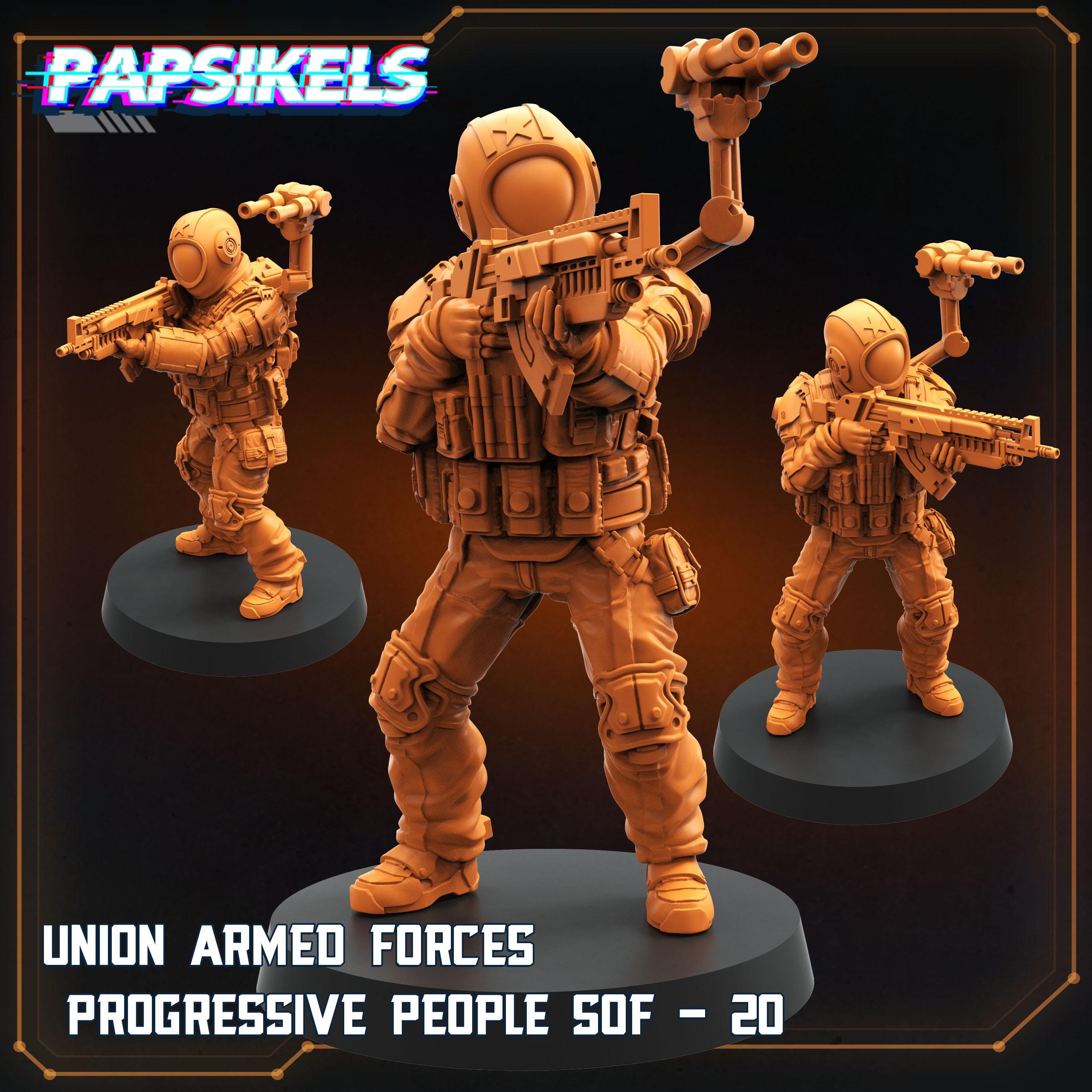 Aliens vs Humans - Union of Progressive Peoples - UPP - Union Armed Forces Progressive Peoples SOF Set 3  | Papsikels, Resin Miniature 32mm