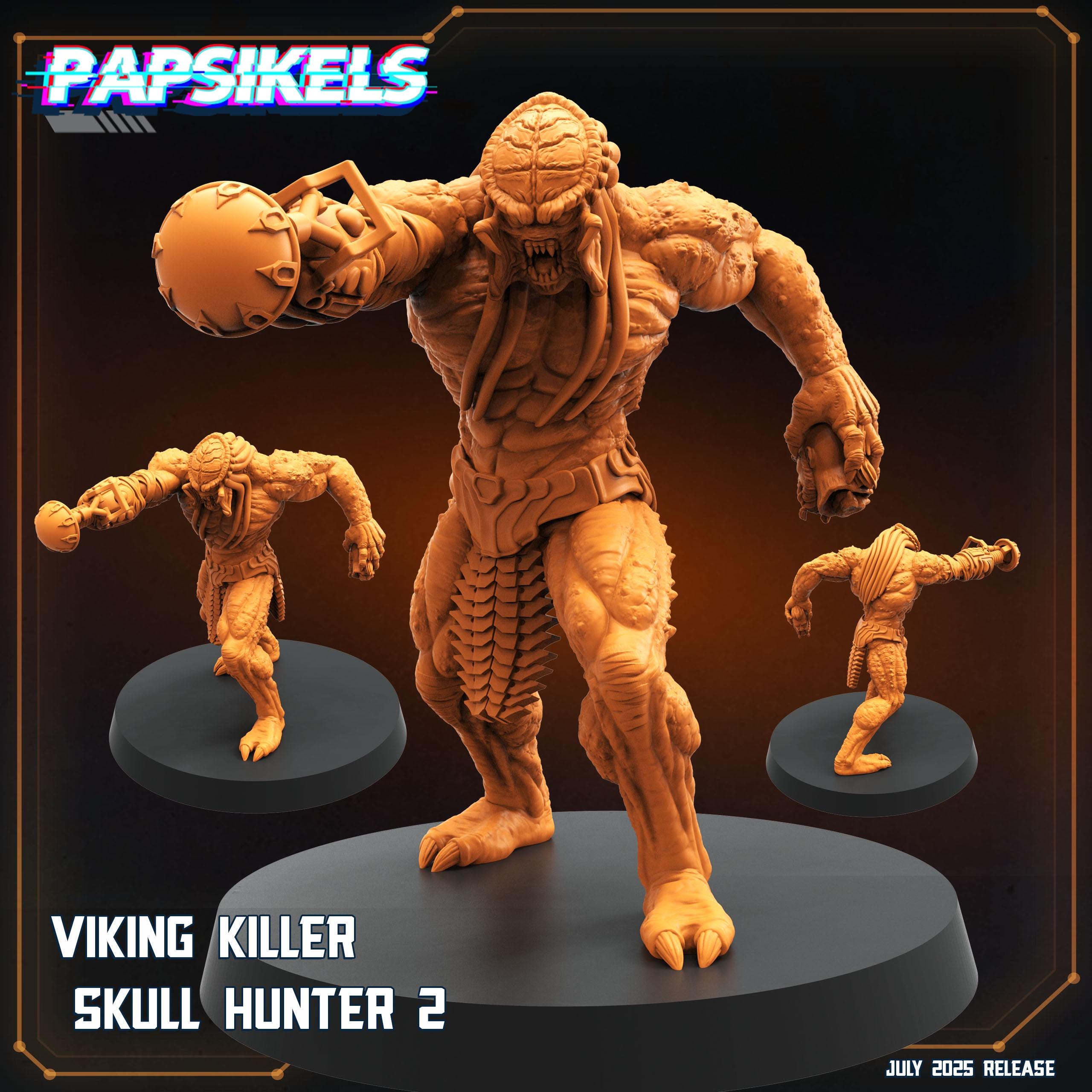 Viking Skull Hunter Miniature: 32mm Sci-Fi Wargame Model by Papsikels