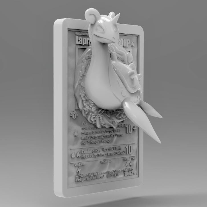 Lapras - 3D Printed Pokemon Card Wall Hanger | Fan Art | Pokemon TCG | Resin Model | ABC3D Models