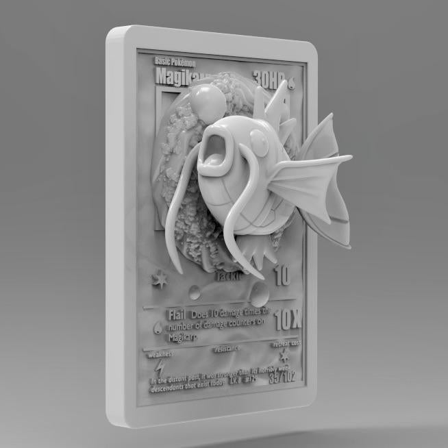 Magikarp - 3D Printed Pokemon Card Wall Hanger | Fan Art | Pokemon TCG | Resin Model | ABC3D Models