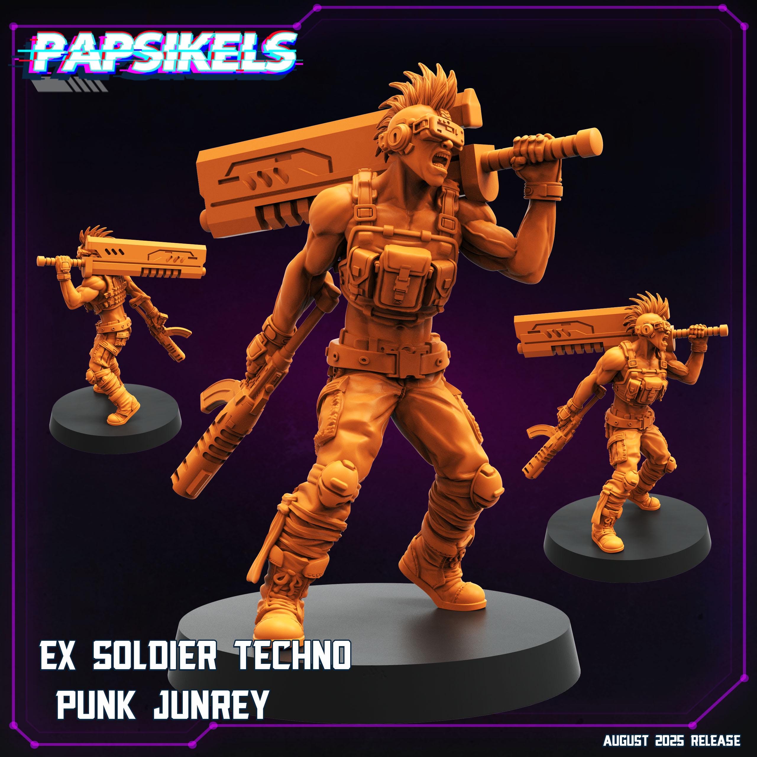 Cyberpunk Ex-Soldier Techno Punks Miniatures: 3D Resin Model - Papsikels 28/32mm