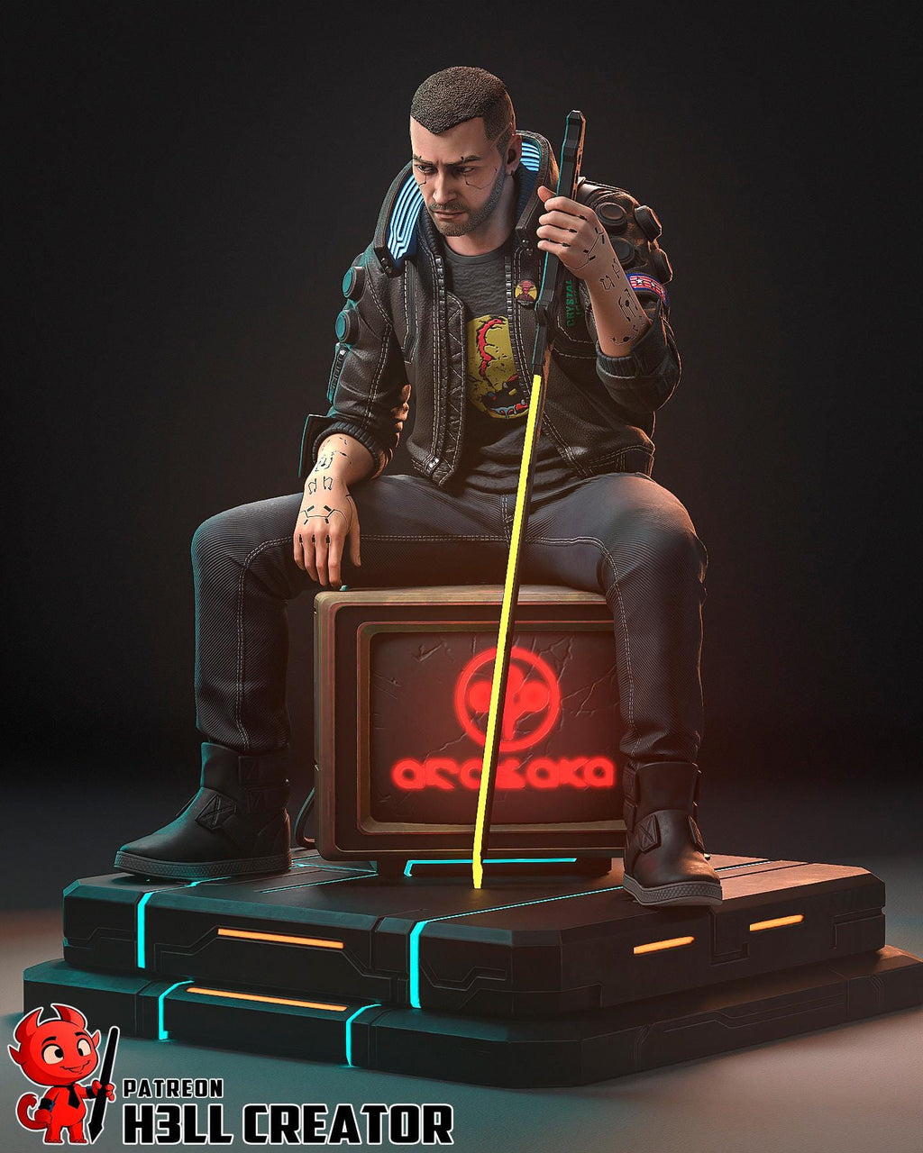 Male V from Cyberpunk 2077 (fan art) | Full Model or Bust | Miniature scale 1:12 | h3LL Creator | DIY Model Kit