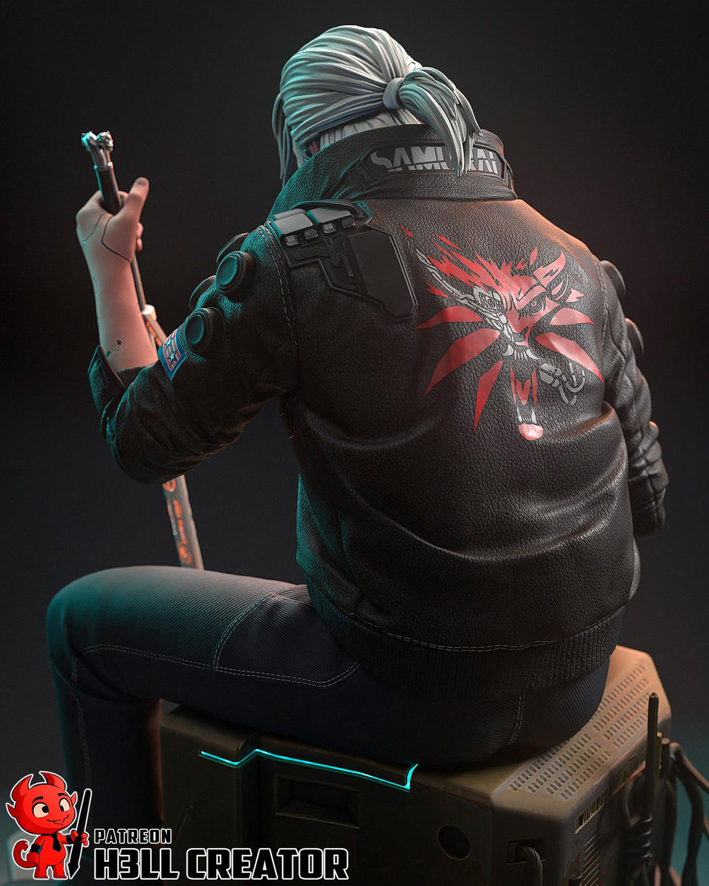 Silverronin (Geralt) from Cyberpunk 2077 / The Witcher (fan art) | Full Model or Bust | Miniature scale 1:12 | h3LL Creator | DIY Model Kit