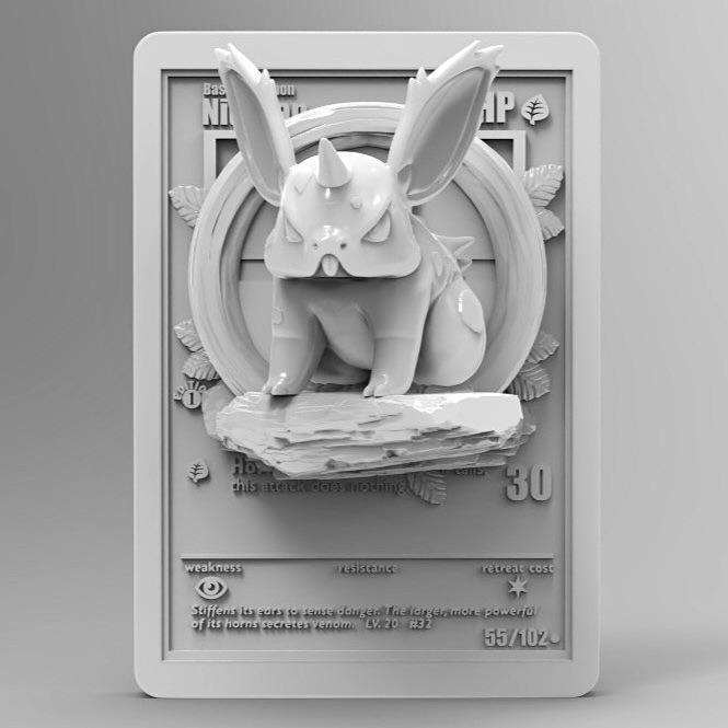 Nidoran - 3D Printed Pokemon Card Wall Hanger | Fan Art | Pokemon TCG | Resin Model | ABC3D Models