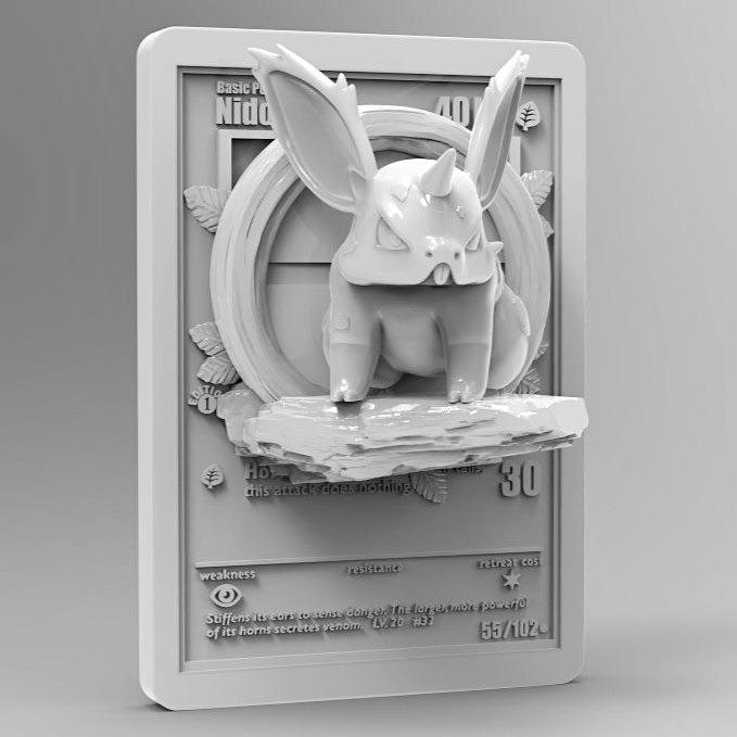 Nidoran - 3D Printed Pokemon Card Wall Hanger | Fan Art | Pokemon TCG | Resin Model | ABC3D Models