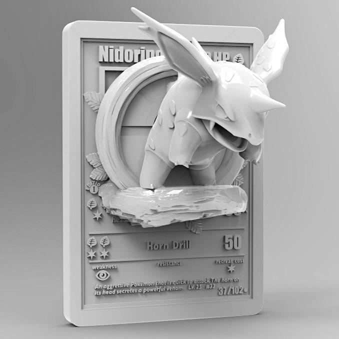 nidorino pokemon card Nidorino - 3D Printed Pokemon Card Wall Hanger | Fan Art