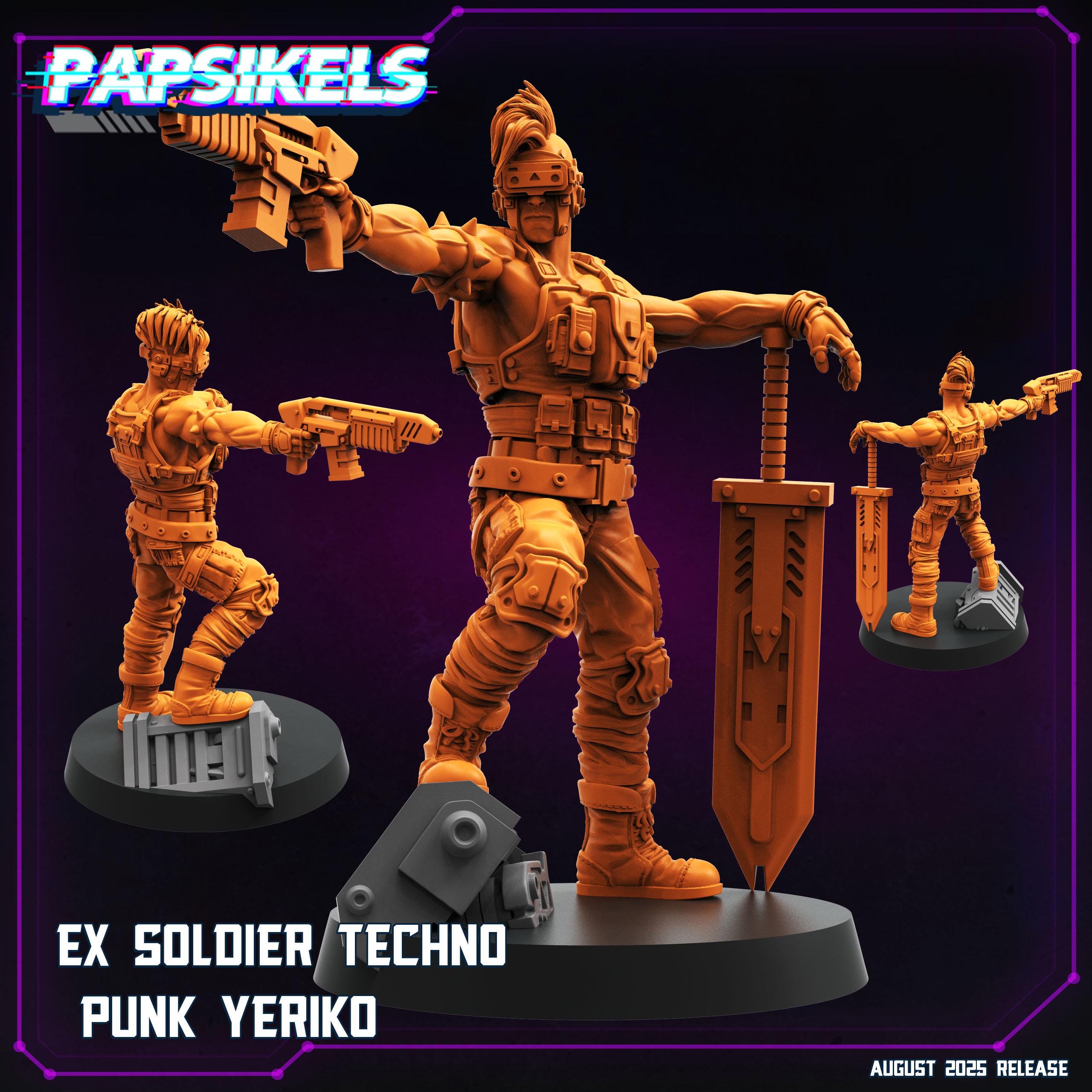 Cyberpunk Ex-Soldier Techno Punks Miniatures: 3D Resin Model - Papsikels 28/32mm