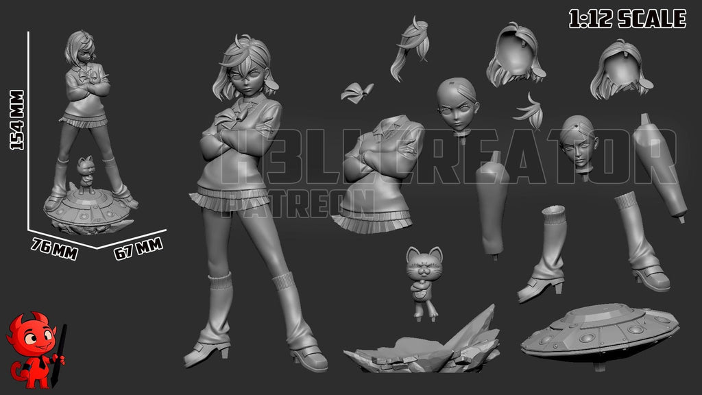 DanDaDan Momo Ayase Resin Miniature - H3LL Creator DIY Model Kit 1:12