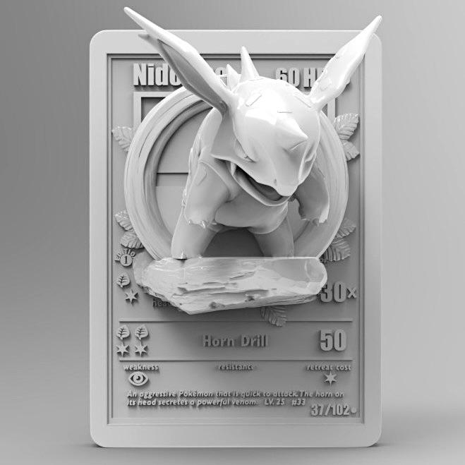Nidorino - 3D Printed Pokemon Card Wall Hanger | Fan Art | Pokemon TCG | Resin Model | ABC3D Models
