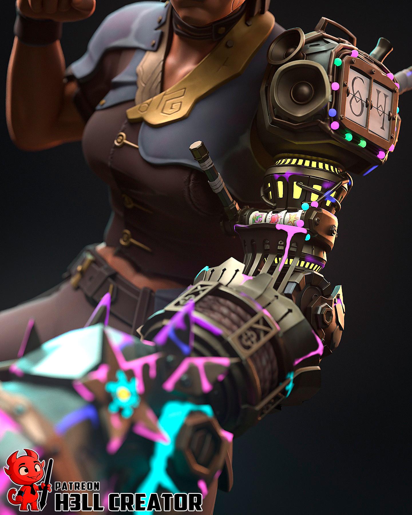 Sevika from Arcane (fan art) | Full Model | Miniature scale 1:12 | h3LL Creator | DIY Model Kit