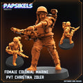 Female Colonial Marine Pvt. Christina Zoler Miniature: Sci-Fi RPG Mini - Papsikels Design (28/32mm)