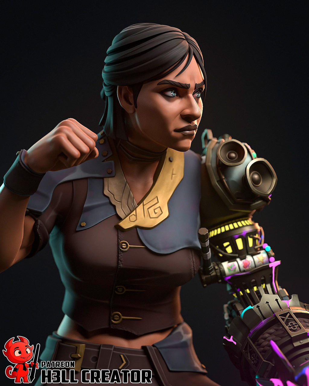 Sevika from Arcane (fan art) | Full Model | Miniature scale 1:12 | h3LL Creator | DIY Model Kit