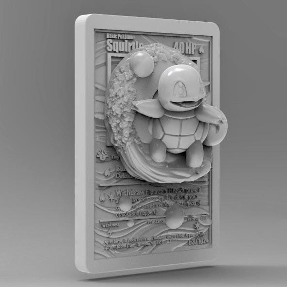 Squirtle V2 - 3D Printed Pokemon Card Wall Hanger | Fan Art
