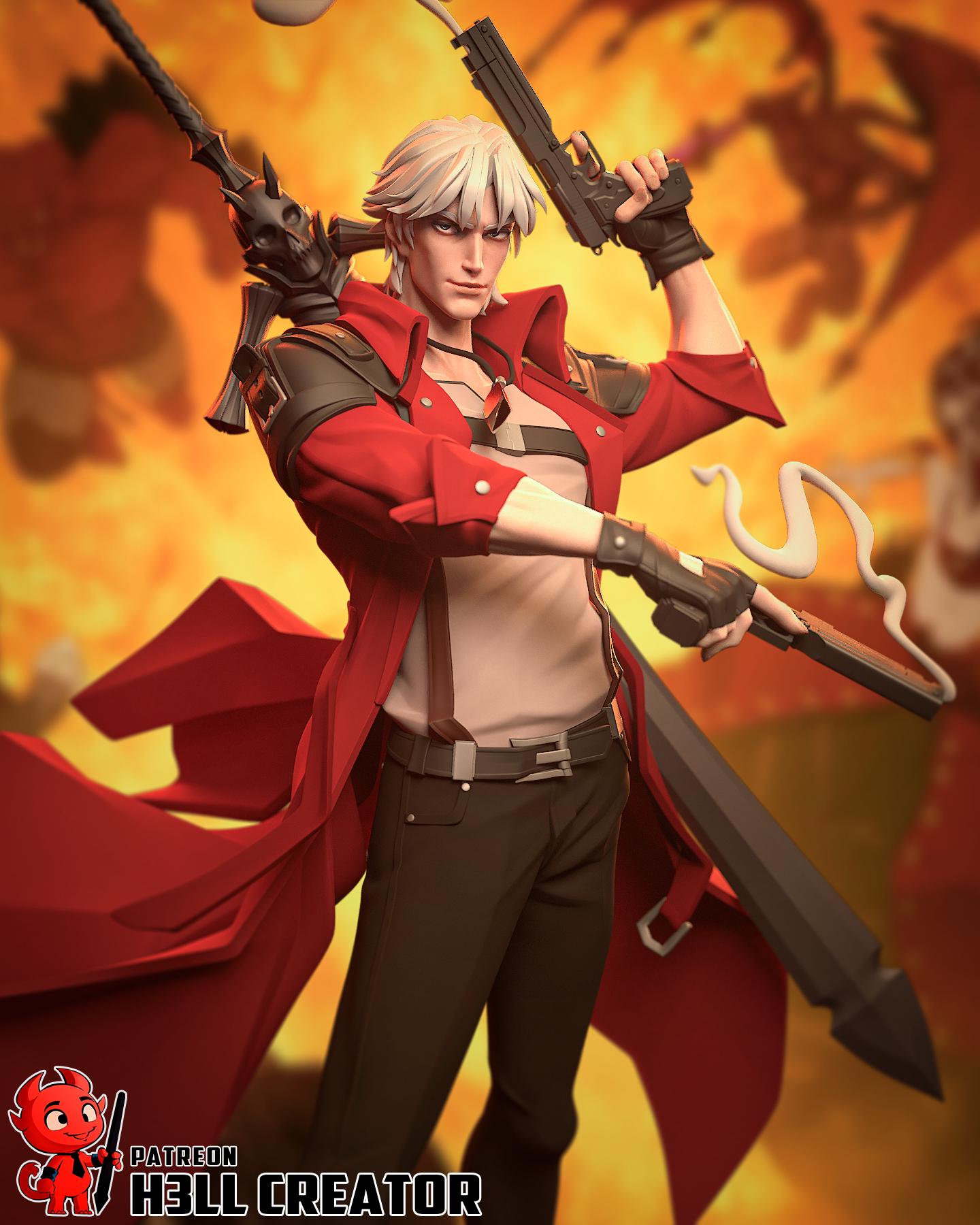 Dante from Devil May Cry - Fan Art - Resin Miniature - H3LL Creator DIY Model Kit 1:12