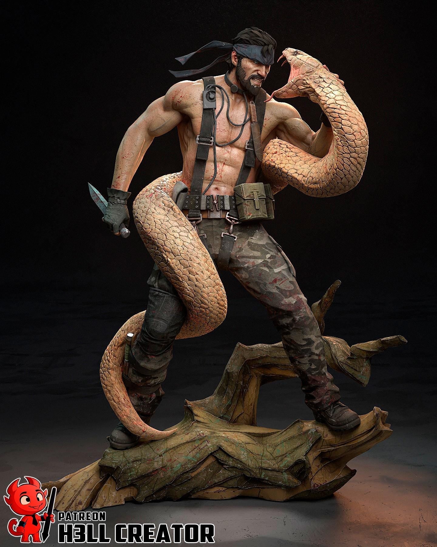 Big Boss (Naked Snake) from Metal Gear Solid - SNAKE EATER - Fan Art - Resin Miniature - H3LL Creator DIY Model Kit 1:12