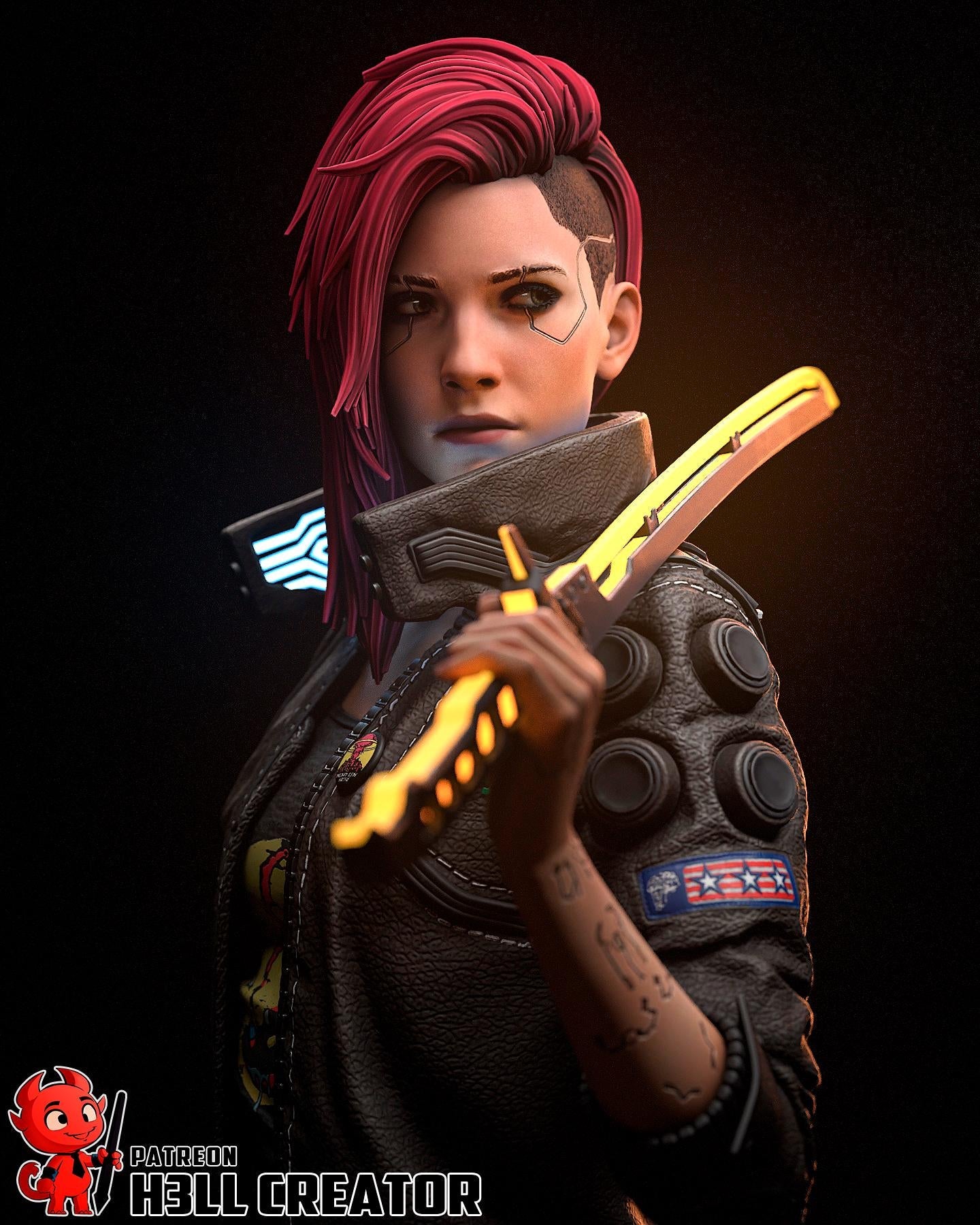 Female V from Cyberpunk 2077 (fan art) | Full Model or Bust | Miniature scale 1:12 | h3LL Creator | DIY Model Kit