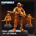 Female Colonial Marine Miniature: Pvt. Kae Peralta, Sci-Fi RPG (28mm/32mm)