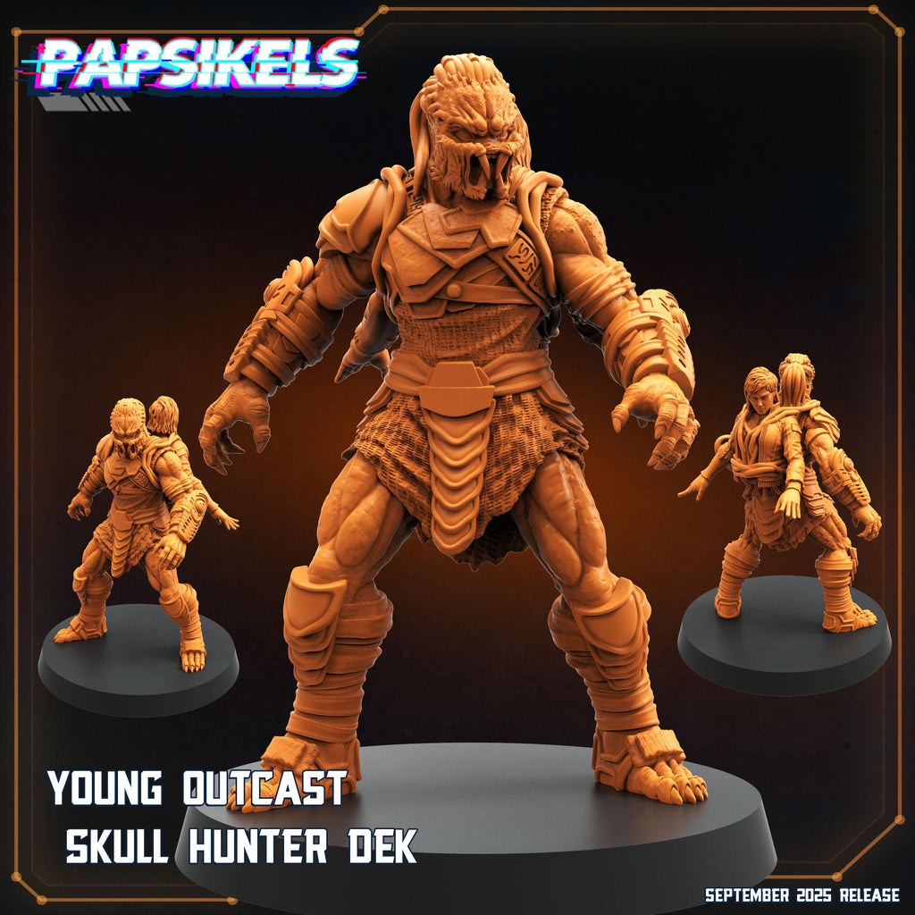 Sci-Fi Skull Hunter Miniature: Young Outcast Dek for Tabletop RPG (28mm/32mm Scale)